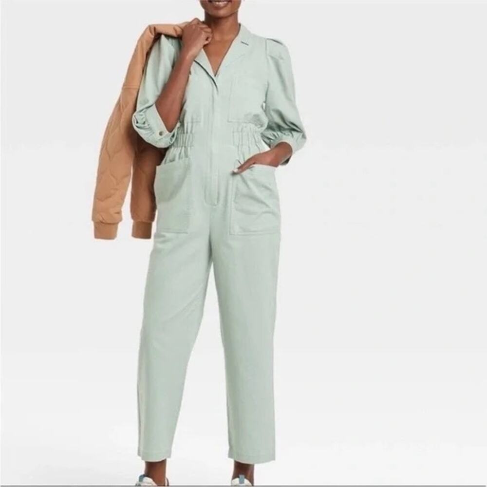 Light Green Industrial Jumpsuit Boilersuit Sz 2 Grunge Elastic